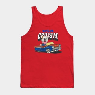 Cute Bulldog dog driving classic Car cruisin' USA Tank Top